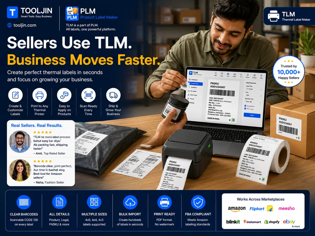 Real sellers sharing results with TLM by Tooljin — perfect thermal labels in seconds, accurate barcodes and faster dispatch